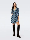 Diane Von Furstenberg Julian Silk Jersey Wrap Dress In Bird Weave Balanchine Blue