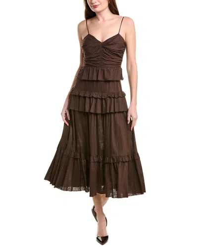 Diane Von Furstenberg Kali Linen-blend Midi Dress In Brown
