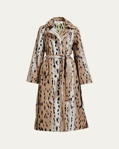 Diane Von Furstenberg Kamirah Belted Animal-print Trench Coat In Brown