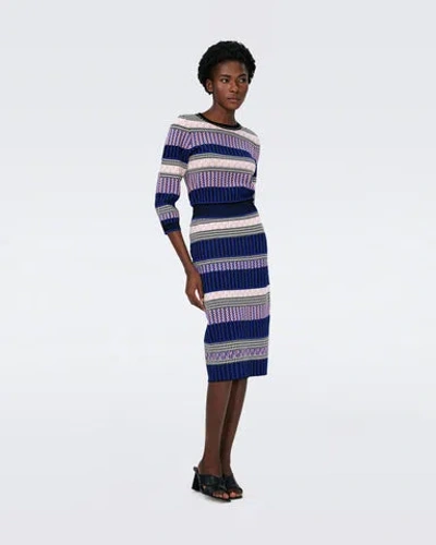Diane Von Furstenberg Kateshia Knit Jacquard Top In Multi