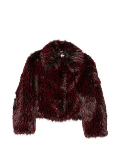 Diane Von Furstenberg Kaz Faux-fur Cropped Jacket In Burgundy