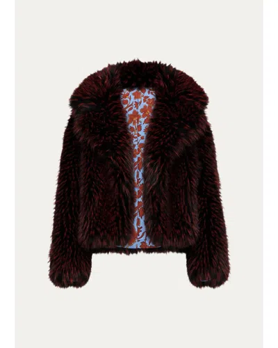 Diane Von Furstenberg Kaz Reversible Faux Fur Coat In Titian Red
