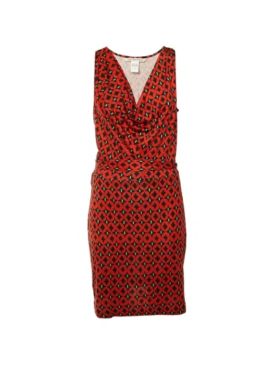 Pre-owned Diane Von Furstenberg Keesa Geometric-print Dress In Red