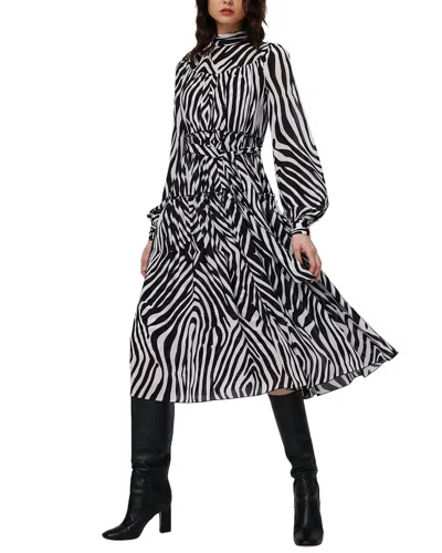 Diane Von Furstenberg Kent Tiered Zebra-print Crepon Midi Dress In Black