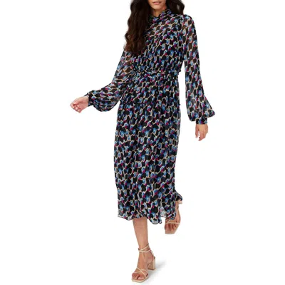 Diane Von Furstenberg Kent Geometric Print Long Sleeve Midi Dress In Multi