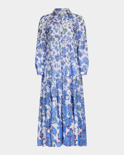 Diane Von Furstenberg Kiara Tiered Floral-print Midi Dress In Blue