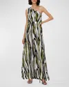 Diane Von Furstenberg Kiera One-shoulder Printed Jersey Maxi Dress In Zebra Mist