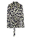 Diane Von Furstenberg Kimono Wrap Jacket In Navy Blue Viscose In Blue