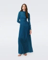 Diane Von Furstenberg Kirstie Ruched Mock-neck Maxi Dress In Moroccan Blue