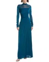 Diane Von Furstenberg Kirstie Ruched Mock-neck Maxi Dress In Blue