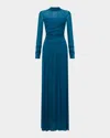 Diane Von Furstenberg Kirstie Ruched Mock-neck Maxi Dress In Moroccan Blue