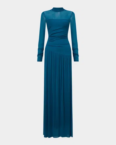 Diane Von Furstenberg Kirstie Ruched Mock-neck Maxi Dress In Moroccan Blue
