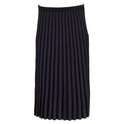 Diane Von Furstenberg Klara Pleated Stretch-knit Midi Skirt In Navy Blue Viscose In Black
