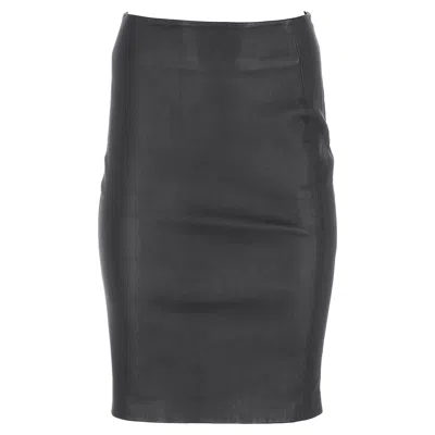 Diane Von Furstenberg Knee Length Skirt In Black Leather
