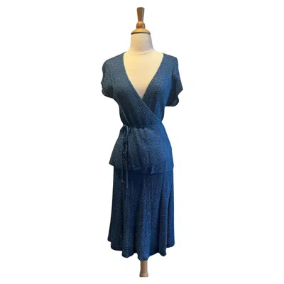 Pre-owned Diane Von Furstenberg Knit Blouse & Skirt Set, Circa 1970s In Purple