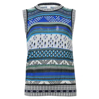 Diane Von Furstenberg Knitted Sleeveless Top In Blue Cotton