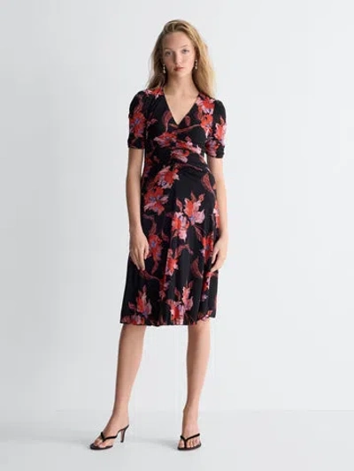Diane Von Furstenberg Koren Reversible Ruched Mesh Dress In Black