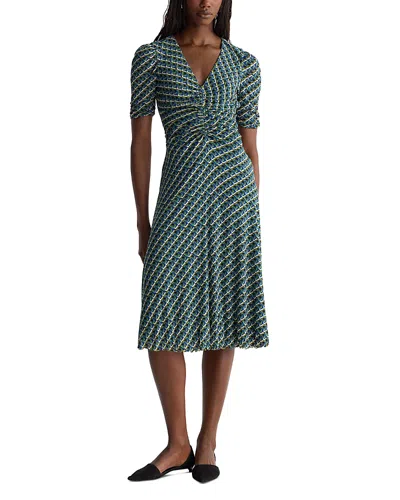Diane Von Furstenberg Koren Reversible V Neck Short Sleeve Dress In Green