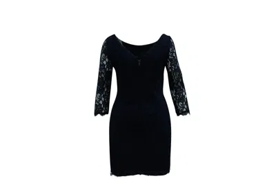 Diane Von Furstenberg Lace Dress In Navy Blue Rayon