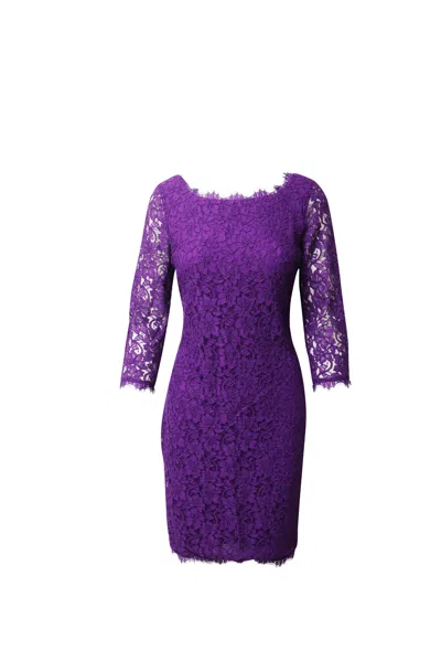 Diane Von Furstenberg Lace Dress In Purple Viscose