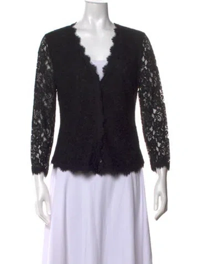 Pre-owned Diane Von Furstenberg Lace Lace Pattern Blouse In Black