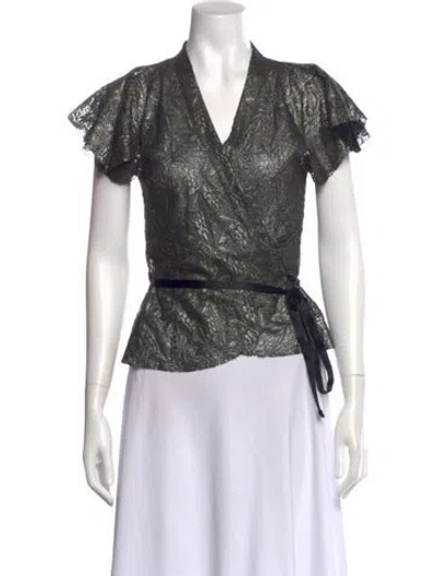 Pre-owned Diane Von Furstenberg Lace Lace Pattern Blouse In Silver