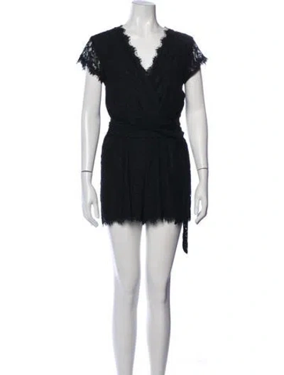 Pre-owned Diane Von Furstenberg Lace Lace Pattern Romper In Black