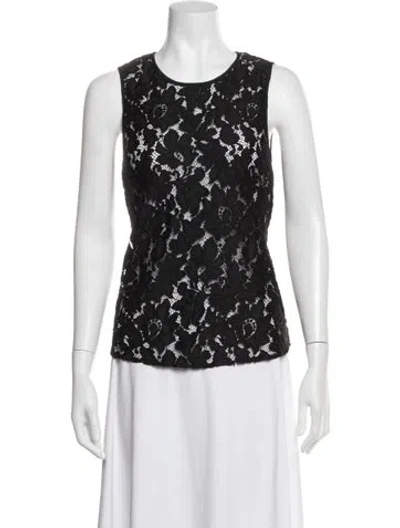 Pre-owned Diane Von Furstenberg Lace Pattern Crew Neck Top In Multi