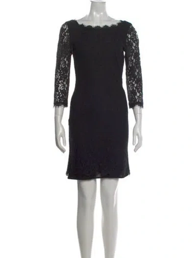 Pre-owned Diane Von Furstenberg Lace Pattern Knee-length Dress In Black