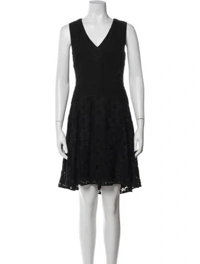 Pre-owned Diane Von Furstenberg Lace Pattern Knee-length Dress In Black