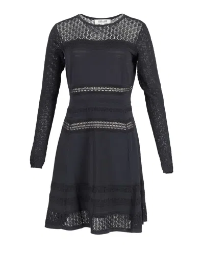 Diane Von Furstenberg Lace Pattern Mini Dress In Black Rayon