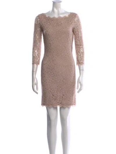 Pre-owned Diane Von Furstenberg Lace Pattern Mini Dress In Pink