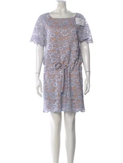 Pre-owned Diane Von Furstenberg Lace Pattern Mini Dress In Purple