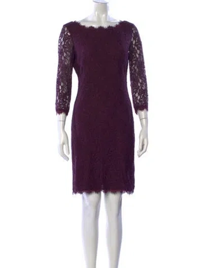 Pre-owned Diane Von Furstenberg Lace Pattern Mini Dress In Purple