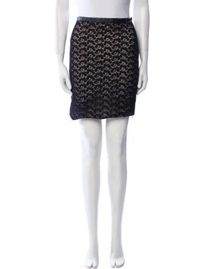 Pre-owned Diane Von Furstenberg Lace Pattern Mini Skirt In Black