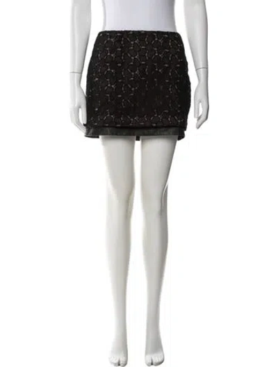 Pre-owned Diane Von Furstenberg Lace Pattern Mini Skirt In Black