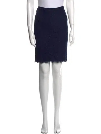 Pre-owned Diane Von Furstenberg Lace Trim Embellishment Knee-length Skirt In Blue