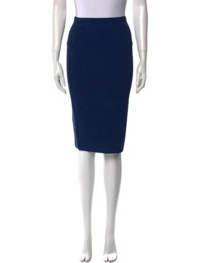 Pre-owned Diane Von Furstenberg Lace Trim Embellishment Knee-length Skirt In Blue
