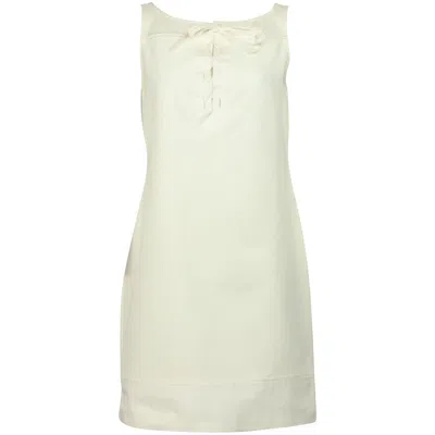 Diane Von Furstenberg Lace Up Heronette Dress In White Cotton