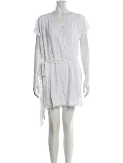 Pre-owned Diane Von Furstenberg Lace V-neck Romper W/ Tags In Neutral