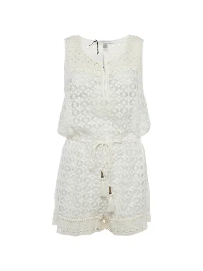 Pre-owned Diane Von Furstenberg Laced Playsuit In White