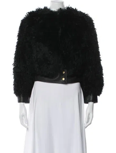 Pre-owned Diane Von Furstenberg Lamb Fur Faux Fur Jacket In Black