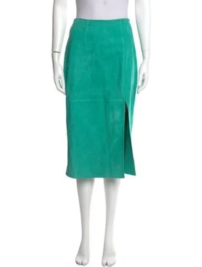Pre-owned Diane Von Furstenberg Lamb Leather Knee-length Skirt In Green