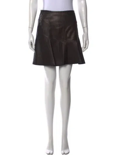 Pre-owned Diane Von Furstenberg Lamb Leather Mini Skirt In Black