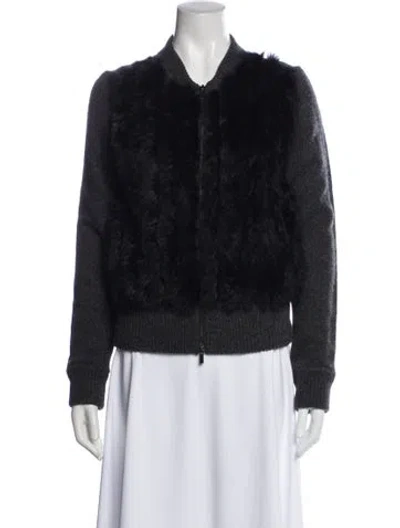 Pre-owned Diane Von Furstenberg Lambswool Fur Jacket In Gray