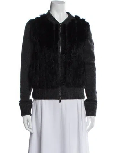 Pre-owned Diane Von Furstenberg Lambswool Fur Jacket In Gray