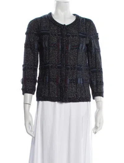 Pre-owned Diane Von Furstenberg Lambswool Patterned Sweater In Blue