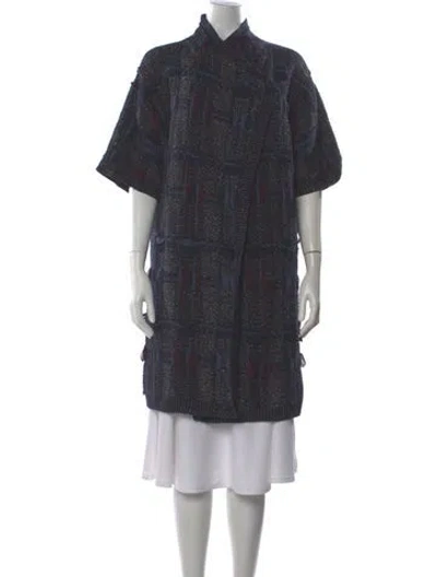 Pre-owned Diane Von Furstenberg Lambswool Plaid Print Sweater In Blue