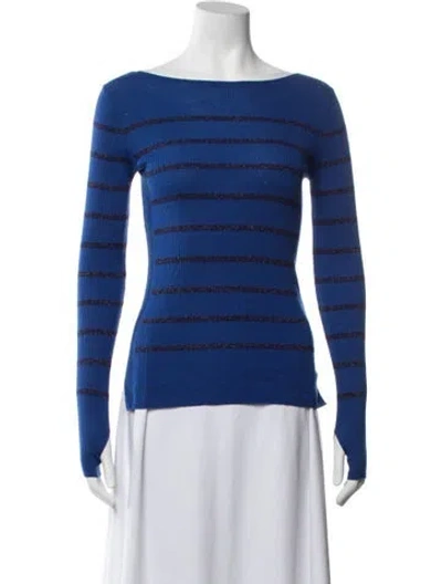 Pre-owned Diane Von Furstenberg Lambswool Striped Sweater In Blue