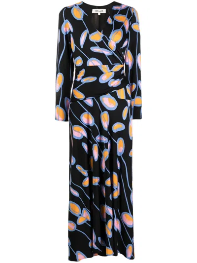 Diane Von Furstenberg Landira Floral-print Maxi Dress In Black